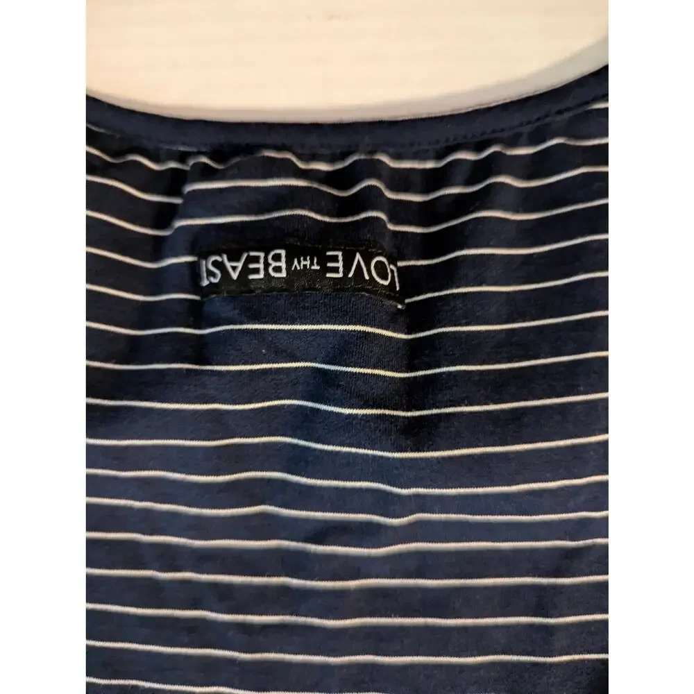 Love Beast Blue Striped Dog Body Suit XXL